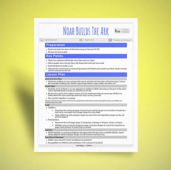 Noah - Build the Ark Lesson