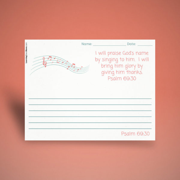 Psalm 69:30 Handwriting Practice (Wide Ruled)